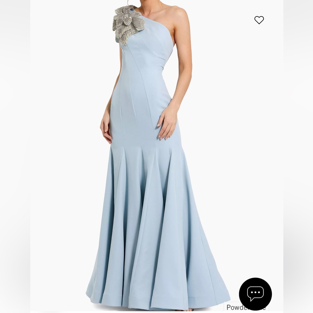 Mac Duggal Seamed Crepe One-Shoulder Gown